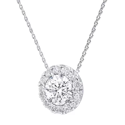Round Lab Diamond Halo Necklace